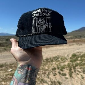 Vintage 80s black corduroy trucker hat Bailey Bonds rare Frank Hoffer